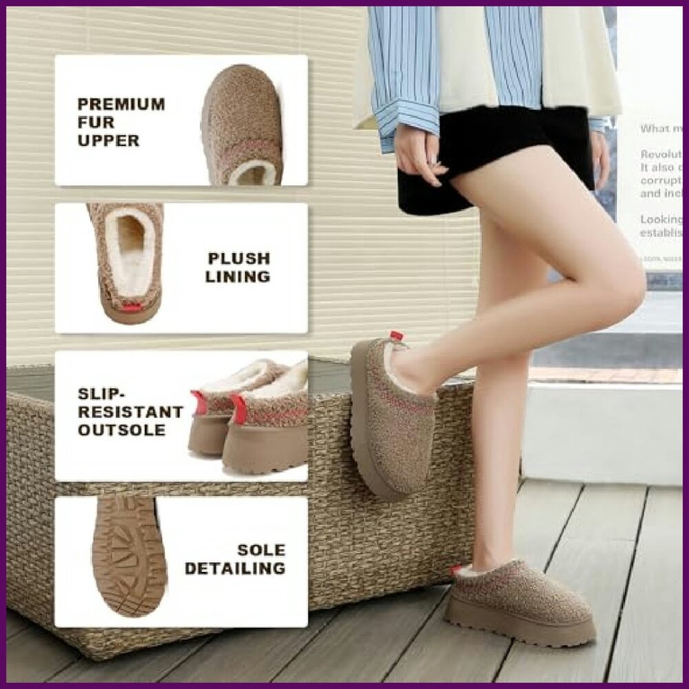 Women's Platform Fuzzy Slippers with Memory Foam,… - image 3